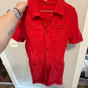 Judy Blue red denim romper